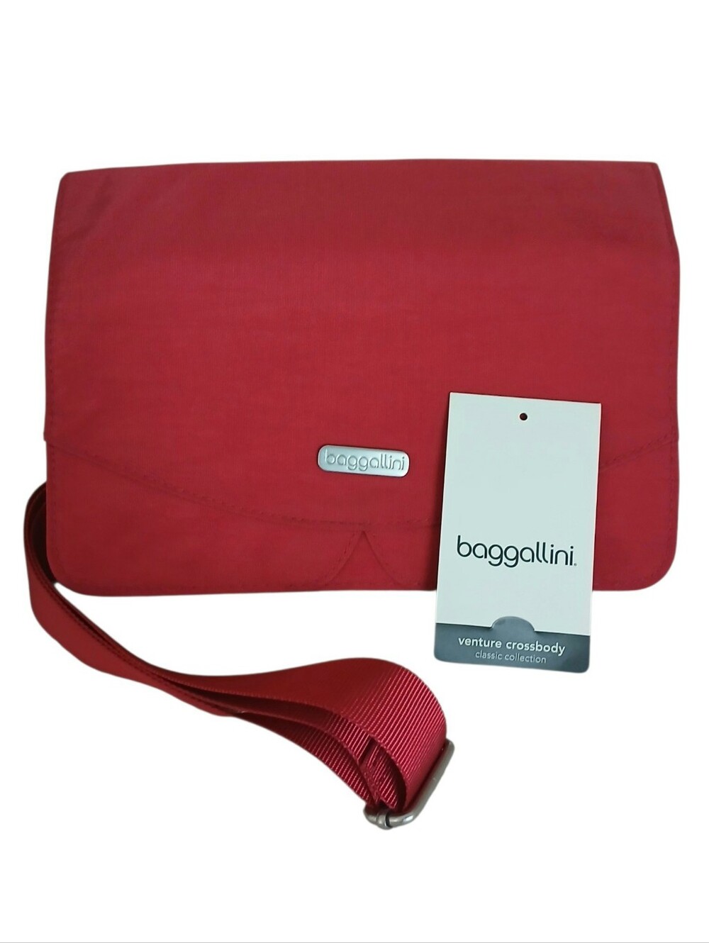 NEW Baggalini Venture Crossbody Nylon Travel Red Foldover Organizer Rugged